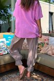Izi Cheesecloth Button Tee Candy